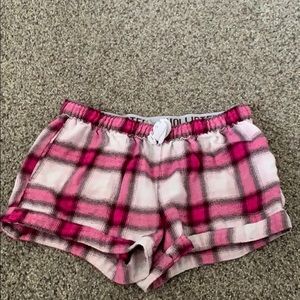 Plaid pink pajama shorts